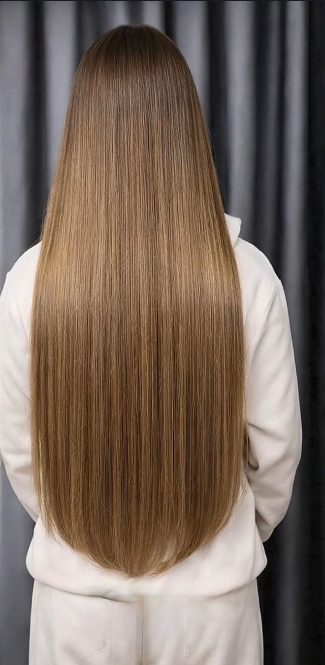 After — consented Avelen studio hair extension result, not labeled as a bridal case